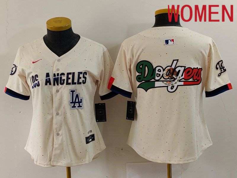 Women Los Angeles Dodgers Blank Cream Fashion Nike Game MLB Jersey style 6296